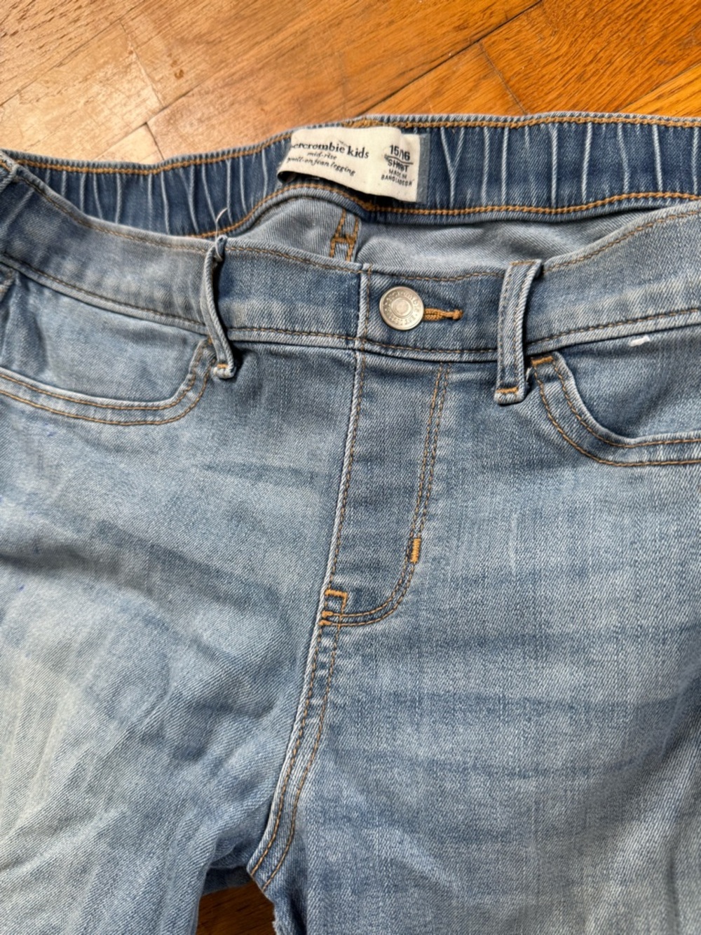 abercrombie kids light blue denim jeggings size 15-16 short